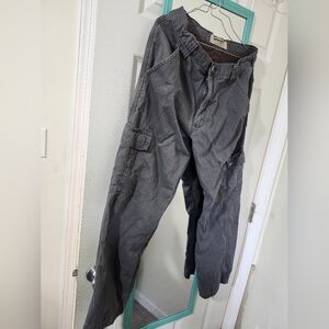 Wrangler Authentics Mens Charcoal Work Pants 32x30 Cotton Fleece Lined ZM6LLAH